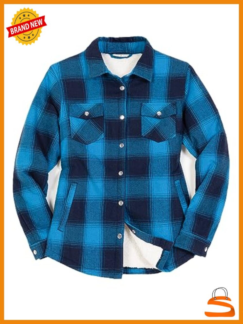 Sherpa Lined Plaid Flannel Shirt Jacket Warm Overshirt